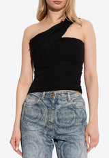 Versace Safety-Pin One-Shoulder Cropped Top