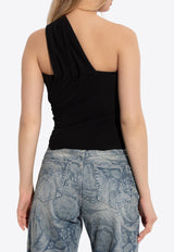 Versace Safety-Pin One-Shoulder Cropped Top