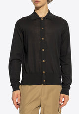 Versace Ribbed Knit Polo Cardigan