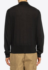 Versace Ribbed Knit Polo Cardigan