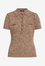 Versace Wool and Cashmere Knit Polo Top Beige 1020380 1A15451-2NG70