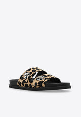 Tory Burch Turnlock Leopard Print Leather Sandals