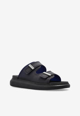 Alexander McQueen Logo Beach Slides Black 663563 W4Z51-4056