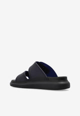Alexander McQueen Logo Beach Slides Black 663563 W4Z51-4056