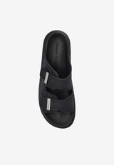 Alexander McQueen Logo Beach Slides Black 663563 W4Z51-4056