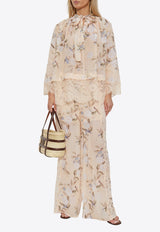 Zimmermann Cascadian Lace-Trimmed Floral Blouse