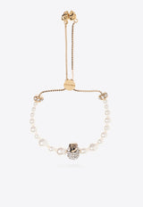 Alexander McQueen Pearl Bracelet with Crystal-Embellishment Gold 836479 J161P-1953
