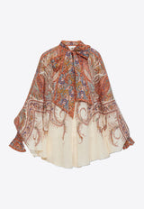 Zimmermann Rhiannon Tie-Neck Printed Blouse