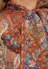 Zimmermann Rhiannon Tie-Neck Printed Blouse
