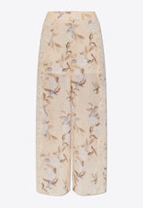 Zimmermann Cascadian Lace-Trimmed Floral Pants