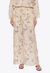 Zimmermann Cascadian Lace-Trimmed Floral Pants