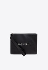 Alexander McQueen Logo Print Leather Pouch Bag
