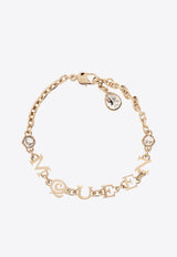 Alexander Mcqueen Logo Lettering Crystal Embellished Bracelet 836402 J161C-1035