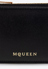Alexander McQueen Logo Stamped Leather Zip Cardholder