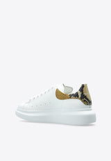 Alexander McQueen Oversized Leather Low-Top Sneakers with Snakeskin Print Heel