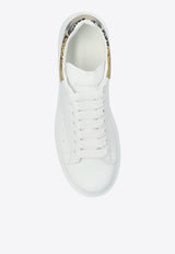Alexander McQueen Oversized Leather Low-Top Sneakers with Snakeskin Print Heel