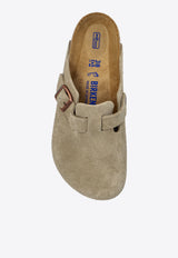 Birkenstock Boston Suede Buckled Slides Taupe 560771 F-TAUPE