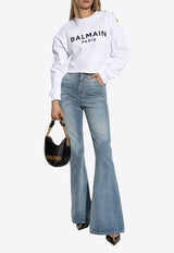 Balmain Logo Print Cropped Sweatshirt