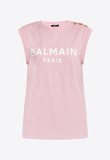 Balmain Logo Print Sleeveless T-shirt