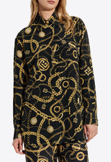 Balmain Chains Print Long-Sleeved Silk Shirt