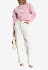 Balmain Logo Print Cropped Sweatshirt