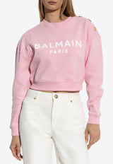 Balmain Logo Print Cropped Sweatshirt