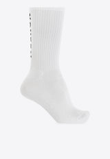 Ribbed Socks with Contrasting-Logo