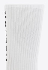Ribbed Socks with Contrasting-Logo