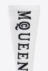 Ribbed Socks with Contrasting-Logo