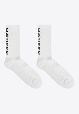 Ribbed Socks with Contrasting-Logo