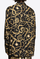Balmain Chain Print Long-Sleeved Silk Shirt