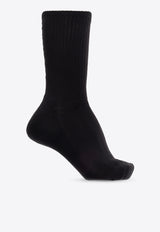 Alexander McQueen Ribbed Socks with Contrasting-Logo Black 837508 4720Q-1077