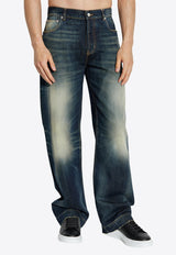 Alexander McQueen Vintage-Effect Straight-Leg Jeans