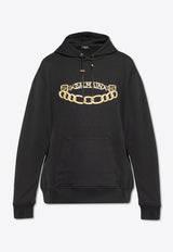 Balmain Printed Chain Logo Hooded Sweatshirt