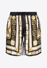 Balmain Baroque Print Silk Bermuda Shorts