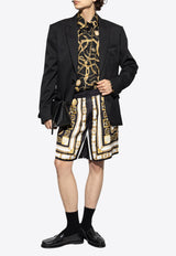 Balmain Baroque Print Silk Bermuda Shorts