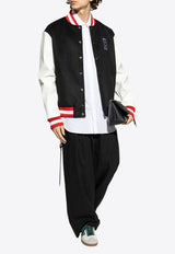 Balmain Wool and Faux Leather Varsity Bomber Jacket