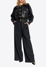 Balmain Tweed and Leather Bomber Jacket