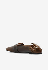 GANNI Buckle Leather Ballet Flats