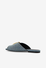 Balmain Anthem Denim Flat Sandals