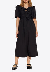 GANNI Bow-Embellished Midi Dress