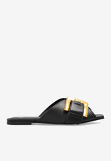 Balmain Anthem Leather Flat Sandals
