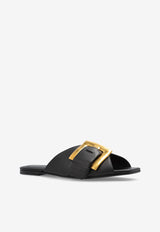 Balmain Anthem Leather Flat Sandals