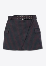 GANNI Pinstripe Mini Wrap Skirt
