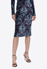 Etro Damask Pattern Velvet Pencil Skirt