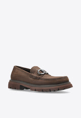 Ferragamo Cocoon Gancini Suede Loafers