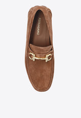 Ferragamo Parigi Double Gancini Suede Loafers