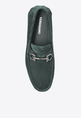 Ferragamo Parigi Double Gancini Suede Loafers
