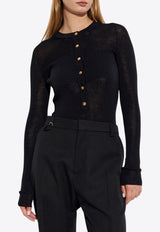 Versace Henley Wool Ribbed Knit Top
