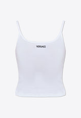 Versace Logo Embroidered Ribbed Tank Top